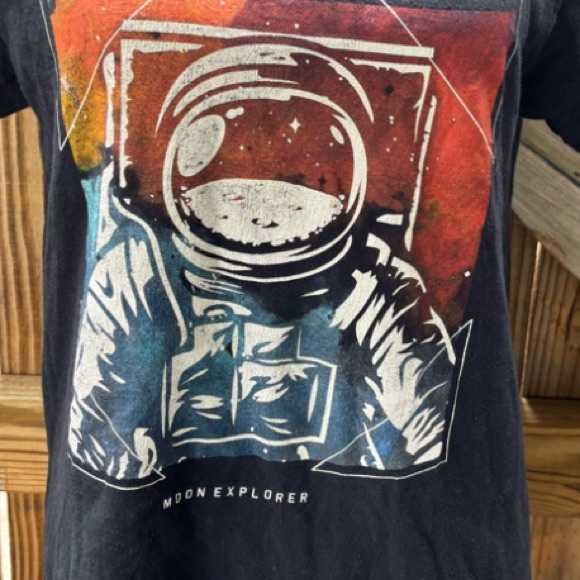 Hyper Space NASA Moon Explorer Black Cotton Short Sleeve T-Shirt Size S - Picture 3 of 6